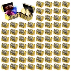 100 pcs pirate treasure chests 2.3 inch cute little plastic treasure chests with a gold finish vintage pirate jewelry box games set for treasure hunt birthday halloween party children school carnival