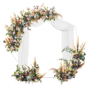 8ft wedding arch round backdrop stand, circle metal floral balloon arch stand for birthday, backdrop stand for parties, bridal shower anniversary ceremony candy tables celebration, gold