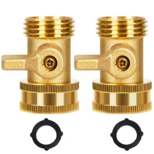 shownew heavy duty brass shut off valve, 3/4 inch solid brass garden hose valve water hose shut off valves, 2 packs