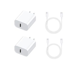 othoking pd 20w usb c fast charger and cable compatible for iphone 15,15 puls,pro,max, type c wall charger with 4ft/1.2m usb c to c charging cable (2 pack)