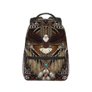 MANQINF Native American Indian Backpack,Retro Bookbags Laptop Bag Shoulder Bags Travel Hiking Camping Daypack for Men Women