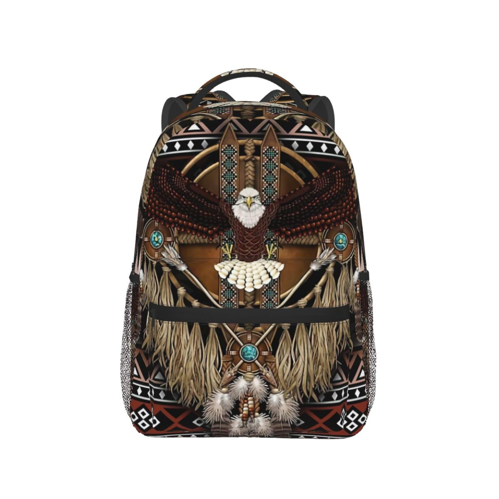 MANQINF Native American Indian Backpack,Retro Bookbags Laptop Bag Shoulder Bags Travel Hiking Camping Daypack for Men Women