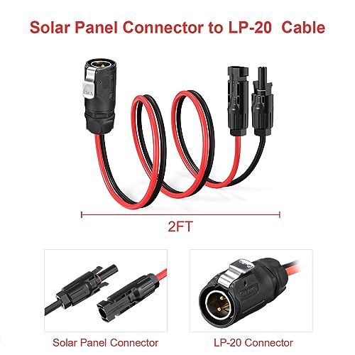 ELFCULB 10AWG 2 Pin Power Industrial Circular Connector to Solar Adapter for Furrion, River RV Solar Ports Solar Panel Suitcase(2FT)