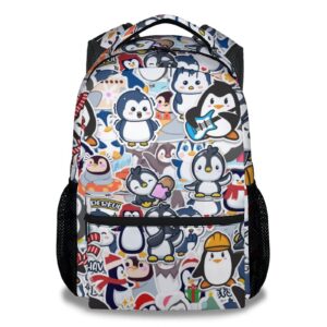coopasia cute penguin backpack, 16 inch animal theme bookbag with adjustable straps, durable, lightweight, large capacity, school backpack for kids girls boys