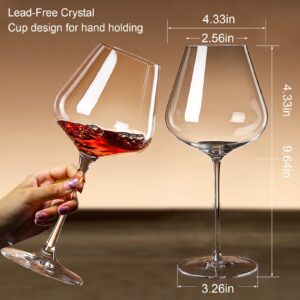 Yaschmo 24.8oz Red Wine Glasses Set of 4, 22oz Stemless Wine Glasses Set of 4, Hand Blown Lead-Free Glass, Ideal Gift Packaging for Wedding,Anniversary, Birthday