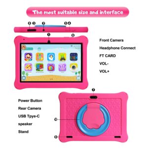 ATMPC Kids Tablet 10 inch Android 13 Tablet for Kids, 3GB RAM+32GB ROM Toddler Tablet with 6000mAh Battery IPS HD Display Support WiFi Bluetooth Parental Control Kids Learing Tablet with Pink Case