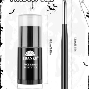 EBANKU 2Pcs White Black Face Body Paint Stick, , Eye Black Sticks for Sports White Cream-Blendable Stick Waterproof Sweatproof for Christmas Cosplay