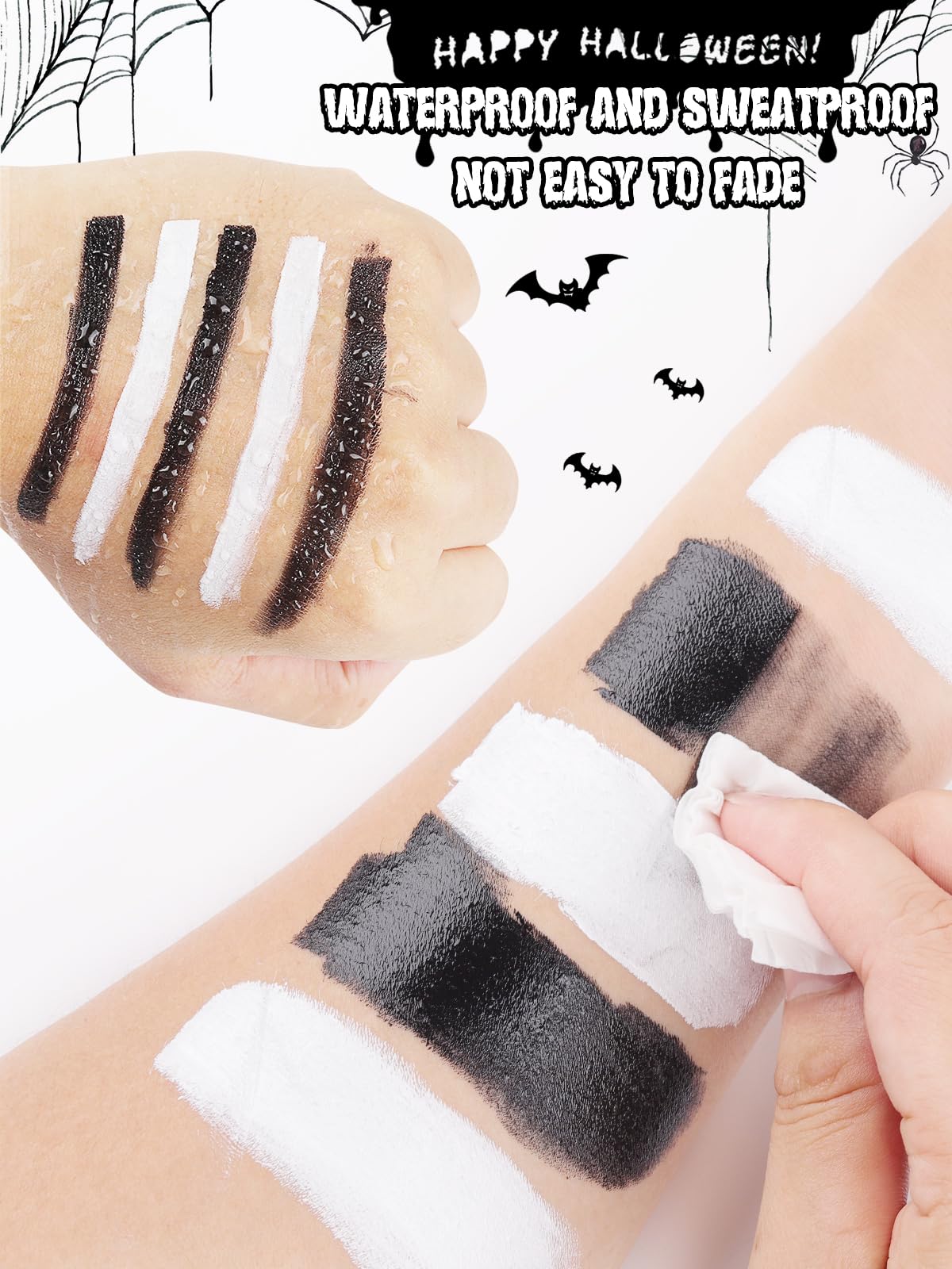 EBANKU 2Pcs White Black Face Body Paint Stick, , Eye Black Sticks for Sports White Cream-Blendable Stick Waterproof Sweatproof for Christmas Cosplay