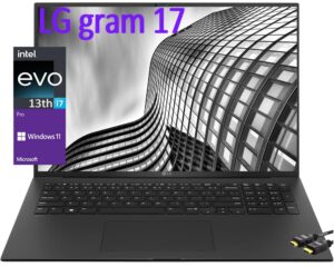 lg 2023 gram 17 ultra lightweight business laptop,13th intel evo platform 12-core i7-1360p,17.3'' ips wqxga (2560x1600) 16:10 display,80wh battery,backlit kb,wifi 6e,win11 pro(16gb|1tb ssd) black