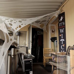 Giant Spider Web Halloween Decorations Outdoor, Stretchy 450 sqft Spooky Spider Web, Cut-Your-Own Flexible Spider Webbing for Halloween Party, Haunted House Outdoor Indoor