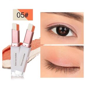 Eye Shadow Stick Double Colors Glitter Gradient Shimmer Eyeshadow Pen Eye Brightener Stick 2 Tone Makeup Korean (6 pcs)