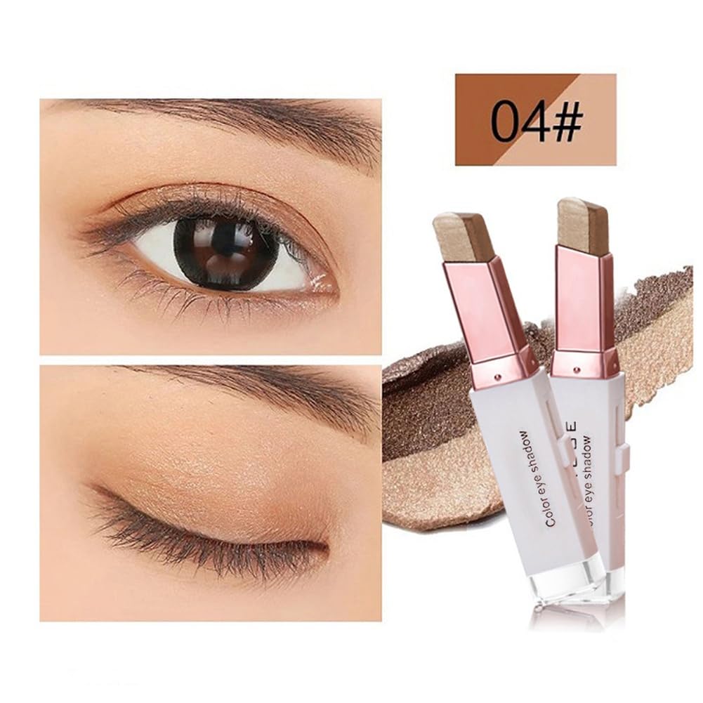 Eye Shadow Stick Double Colors Glitter Gradient Shimmer Eyeshadow Pen Eye Brightener Stick 2 Tone Makeup Korean (6 pcs)