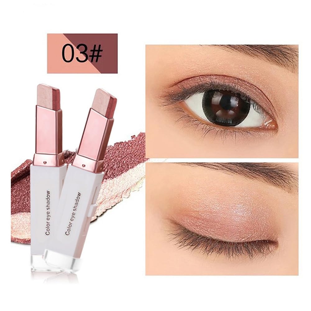 Eye Shadow Stick Double Colors Glitter Gradient Shimmer Eyeshadow Pen Eye Brightener Stick 2 Tone Makeup Korean (6 pcs)