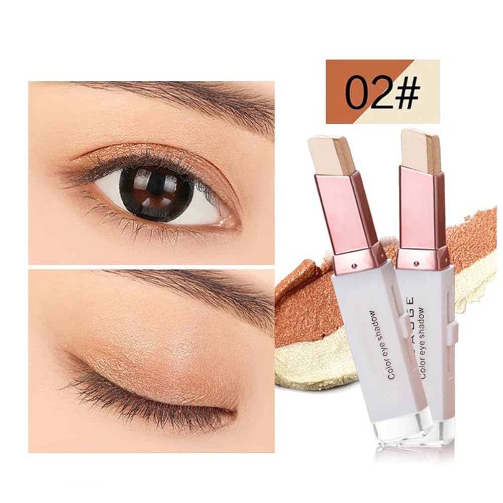 Eye Shadow Stick Double Colors Glitter Gradient Shimmer Eyeshadow Pen Eye Brightener Stick 2 Tone Makeup Korean (6 pcs)