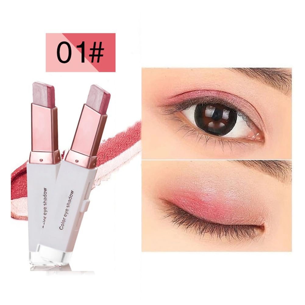 Eye Shadow Stick Double Colors Glitter Gradient Shimmer Eyeshadow Pen Eye Brightener Stick 2 Tone Makeup Korean (6 pcs)