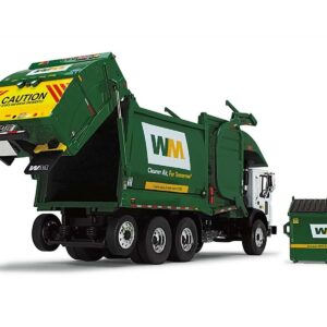 Mack TerraPro Waste Management Refuse Garbage Truck with Heil Half/Pack Freedom Front End Loader and CNG Tailgate White and Green with Garbage Bin 1/34 Diecast Model by First Gear 10-4006D