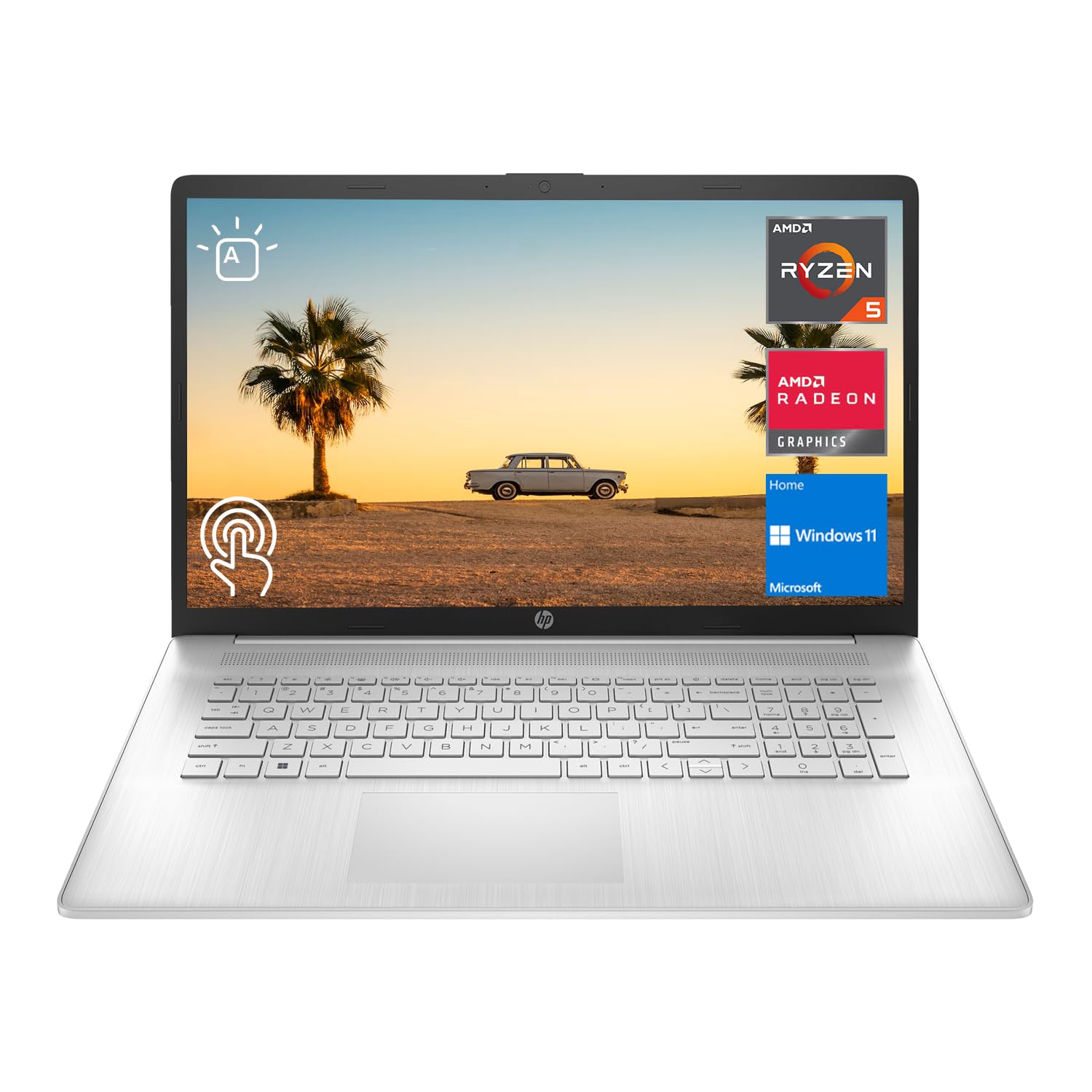 HP 2023 Newest 17 Laptop, 17.3" HD+ Touchscreen Display, AMD Ryzen 5 7530U Processor (Beats i7-1165G7), 32GB RAM, 1TB SSD, Wi-Fi 6, HDMI, Backlit KB, Webcam, Windows 11 Home, Silver, KKE Accessories