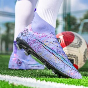 Angugu Women Soccer Cleats for Men High-top Spikes Football Shoes for Younth Professional Training Turf Indoor Outdoor Ankle Boots Athletic Sneaker