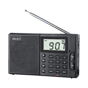 semier portable am fm sw bluetooth radio with 1200mah rechargeable battery, small shortwave radio digital tuning, lcd display, support usb and micro sd card, build-in bass speaker and earphone jack