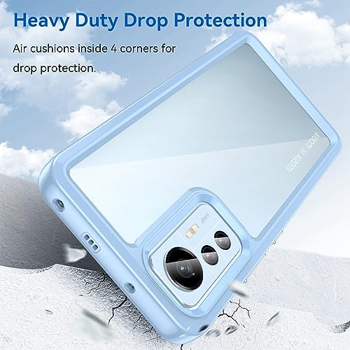 GTBDEKI Clear Case for Xiaomi 12 Lite Case, 2203129G Case with HD Screen Protector, Anti-Scratch Shockproof Clear Hard PC + TPU Bumper Protective Cover Case for Xiaomi 12 Lite 5G Crystal Blue