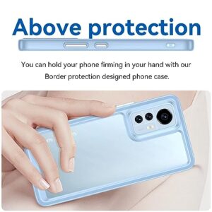 GTBDEKI Clear Case for Xiaomi 12 Lite Case, 2203129G Case with HD Screen Protector, Anti-Scratch Shockproof Clear Hard PC + TPU Bumper Protective Cover Case for Xiaomi 12 Lite 5G Crystal Blue