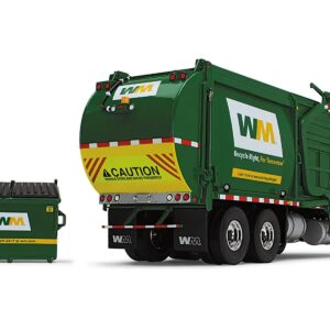 Mack TerraPro Waste Management Refuse Garbage Truck with Wittke Front Load White and Green with Garbage Bin 1/34 Diecast Model by First Gear 10-4001D