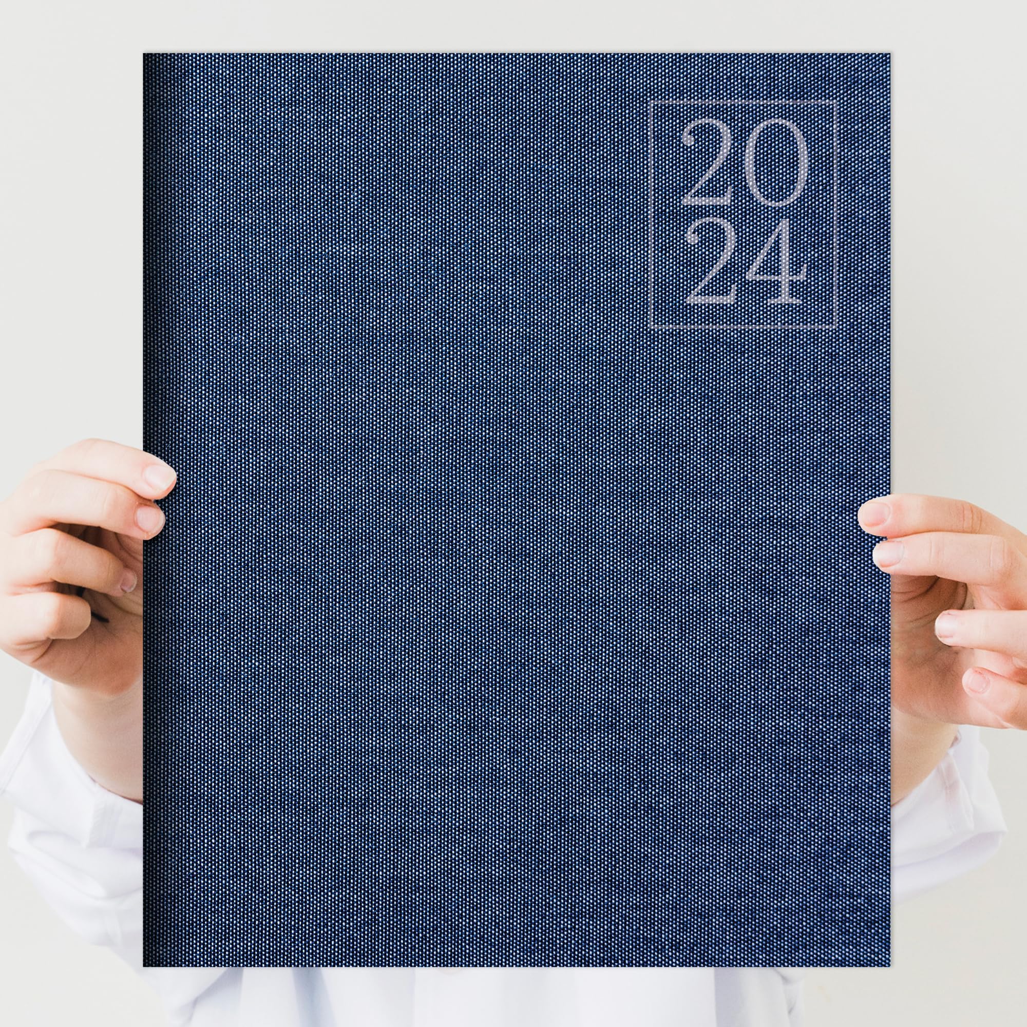 TF PUBLISHING 2024 Denim Large Monthly Planner | 2 Page Spreads with Large Calendar Grid and Inspirational Planning Prompts | 12 Month Calendar for School and Work | 9"x11"
