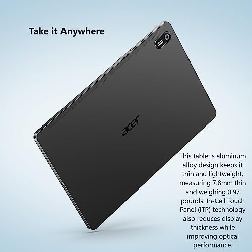 Acer Iconia Tab P10 P10-11-K5P5 Tablet | 10.4" 2K 2000 x 1200 IPS Touch | MediaTek MT8183C Octa-Core CPU | 4GB LPDDR4 | 64GB eMMC | WiFi-5 | Front 5MP & Rear 8MP Webcam | Portfolio Case | Android 12