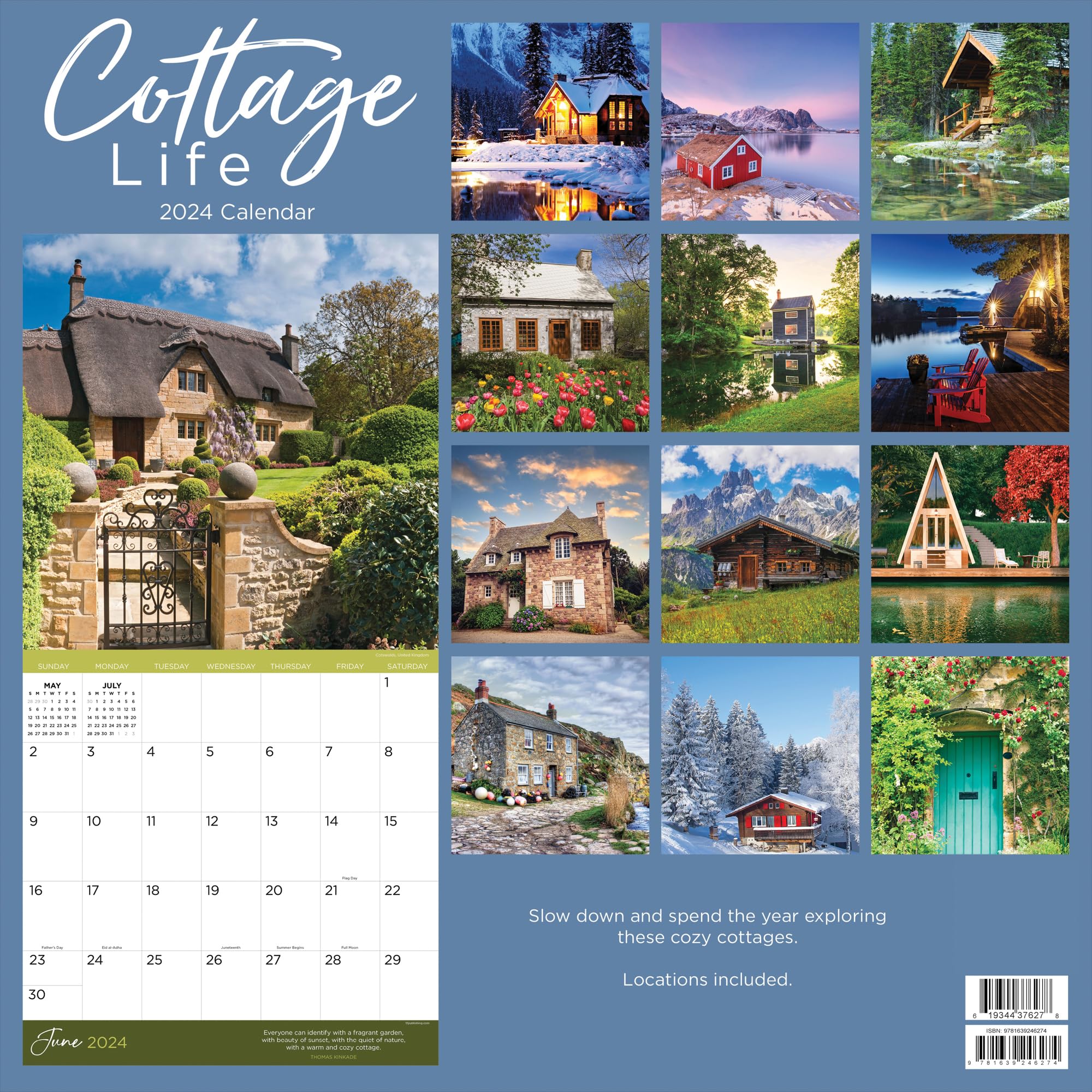 TF PUBLISHING 2024 Cottage Life Wall Calendar | Large Grids for Appointments and Scheduling | Vertical Monthly Wall Calendar 2024 | Home and Office Organization | Premium Gloss Paper | 12"x12"