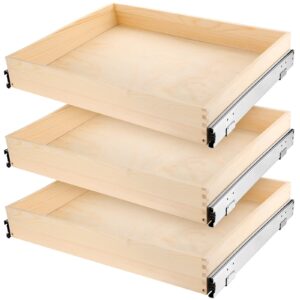 barydat 3 pcs pull out cabinet organizer wooden drawer box organizer roll out shelves for kitchen cabinets sliding tray organizer kitchen organization storage drawer for pantry sink, 20'' w x 21'' l