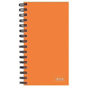 tf publishing 2024-2025 citrus orange 2-year small monthly pocket planner | 2-page large calendar grid and lined notes section in back | monthly day planner for purse | 3.5" x 6.5"