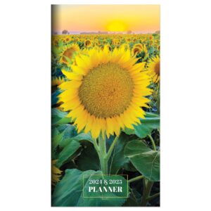 tf publishing 2024-2025 bright blooms 2-year small monthly pocket planner | 2-page large calendar grid and lined notes section in back | monthly day planner for purse | 3.5" x 6.5"