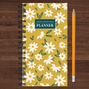 TF PUBLISHING 2024-2025 Daisy Days 2-Year Small Monthly Pocket Planner | 2-Page Large Calendar Grid and Lined Notes Section in Back | Monthly Day Planner for Purse | 3.5" x 6.5"