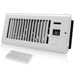 howeall super quiet register booster fan 4" x 10" - intelligent thermostat control vent fan booster - cooling heating smart register vent - white