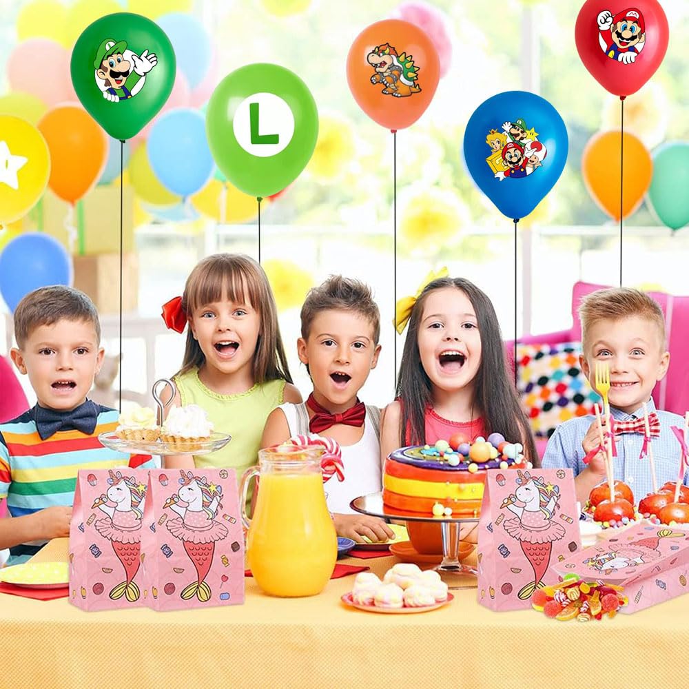 Mario Birthday Party Supplies,41Pcs Mario Balloons,12 inch Mario Latex Balloon for Kids Mario Birthday Decorations, MBros Themed Birthday Balloons for Kids Boys Girls Mario Party Favors