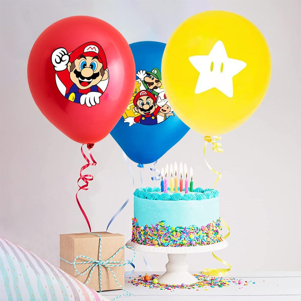 Mario Birthday Party Supplies,41Pcs Mario Balloons,12 inch Mario Latex Balloon for Kids Mario Birthday Decorations, MBros Themed Birthday Balloons for Kids Boys Girls Mario Party Favors