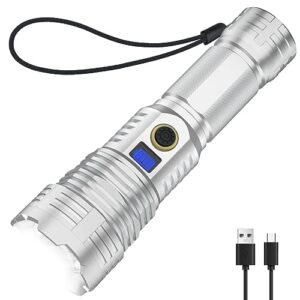 driverwish rechargeable led flashlights high lumens,lightlink 250000 lumens super bright zoomable waterproof flashlight with 5 modes,powerful handheld flashlight for emergencies,camping(update)