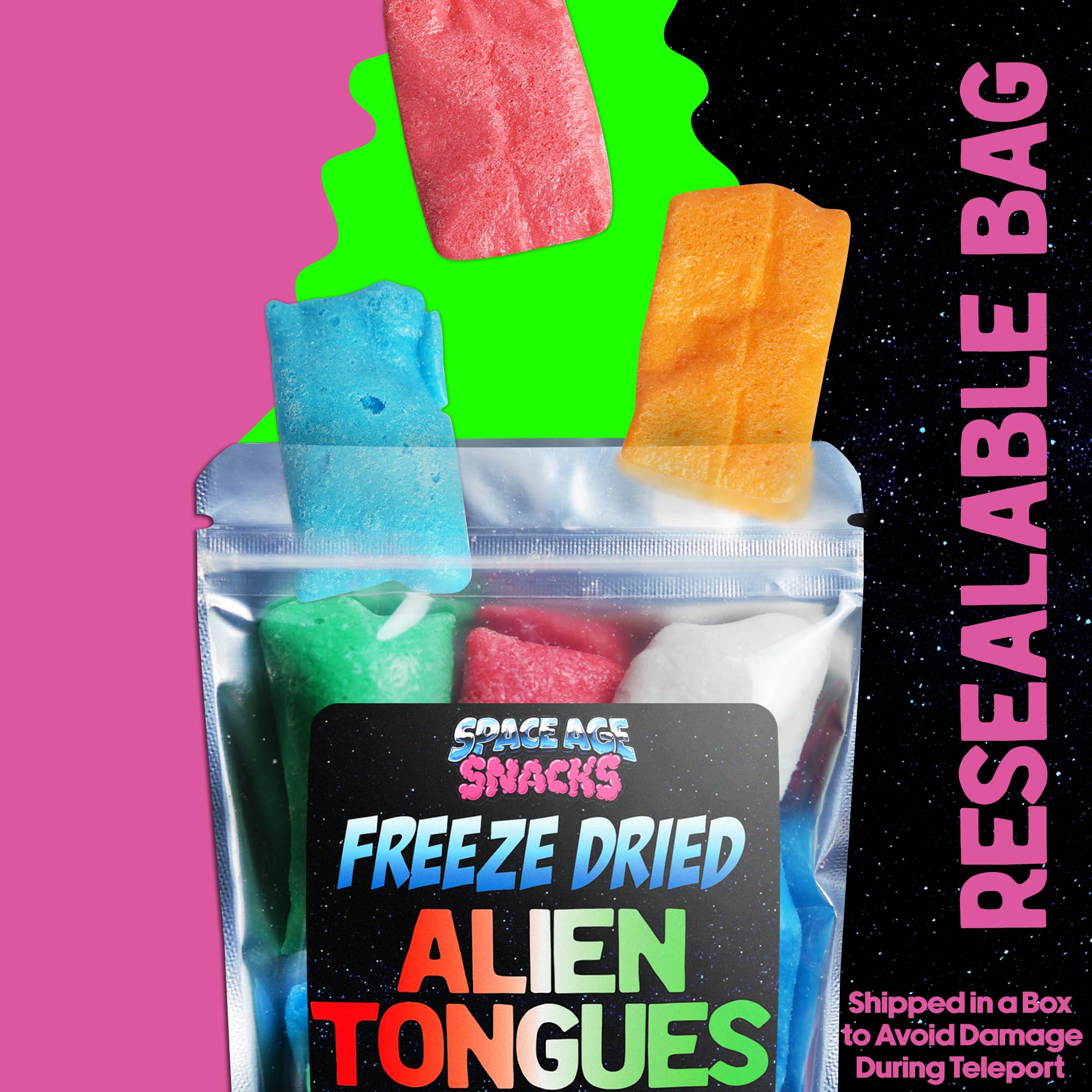 Premium Freeze Dried Alien Tongues Candy - Crunchy Freeze Dried Candy Shipped in Box for Extra Protection - Freeze Dry Candy Dry Freeze Candy for All Ages (4 Ounce)