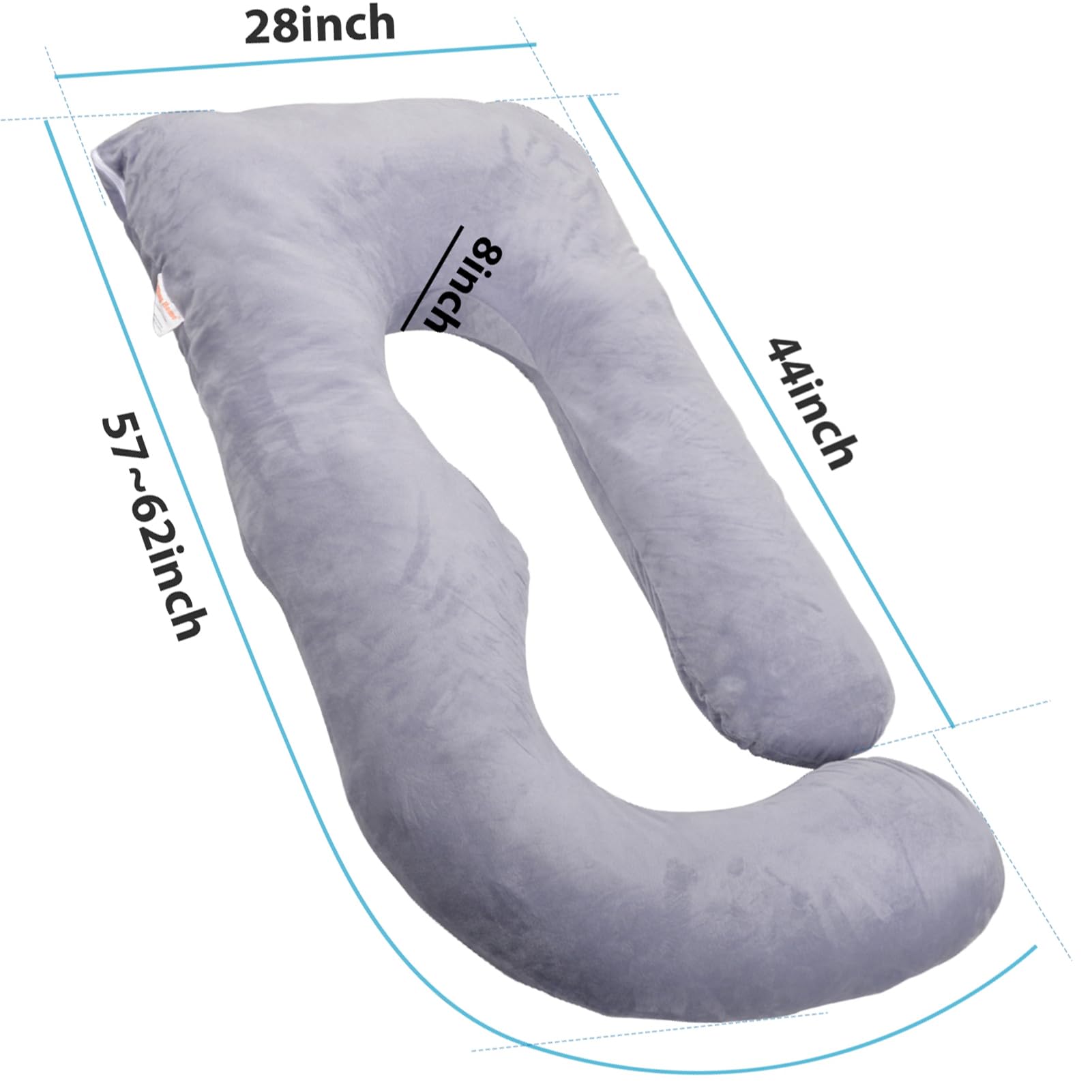 BATTOP Pregnancy Pillow Cover for U+J Shaped Body Pillow,57 inch Large Pregnancy Pillowcase,Cooling,Machine Washable Replacement Cover,Fits Most 55/57 Inch,Cover Only