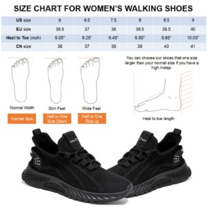 Moodeng Walking Shoes for Women Breathable Running Shoes Athletic Causal Tennis Shoes for Gym Outdoor Lightweight Slip on Sneakers Black