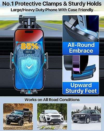 Phone Holders for Your Car [88 LBS Super Heavy Duty] Suction Cup Phone Holder Windshield/Dashboard/Window, Universal Car Phone Holder Mount, Compatible with iPhone, Samsung & Other Cellphone,Black