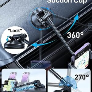 Phone Holders for Your Car [88 LBS Super Heavy Duty] Suction Cup Phone Holder Windshield/Dashboard/Window, Universal Car Phone Holder Mount, Compatible with iPhone, Samsung & Other Cellphone,Black