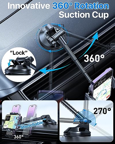 Phone Holders for Your Car [88 LBS Super Heavy Duty] Suction Cup Phone Holder Windshield/Dashboard/Window, Universal Car Phone Holder Mount, Compatible with iPhone, Samsung & Other Cellphone,Black