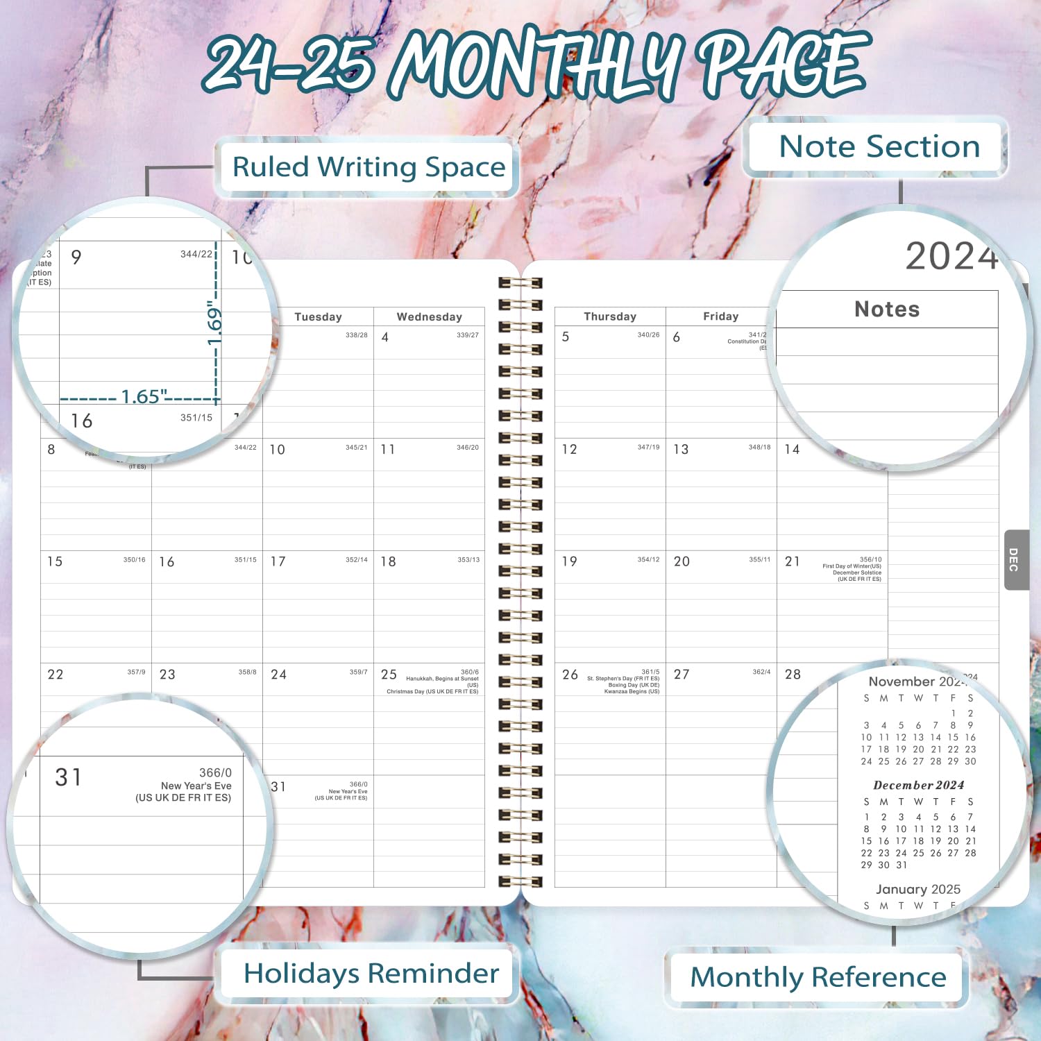 2024-2025 Planner - Academic Planner 2024-2025, Jul. 2024-Jun. 2025, 8''x10'', Planner 2024-2025 Daily Weekly and Monthly with 12 Printed Tabs