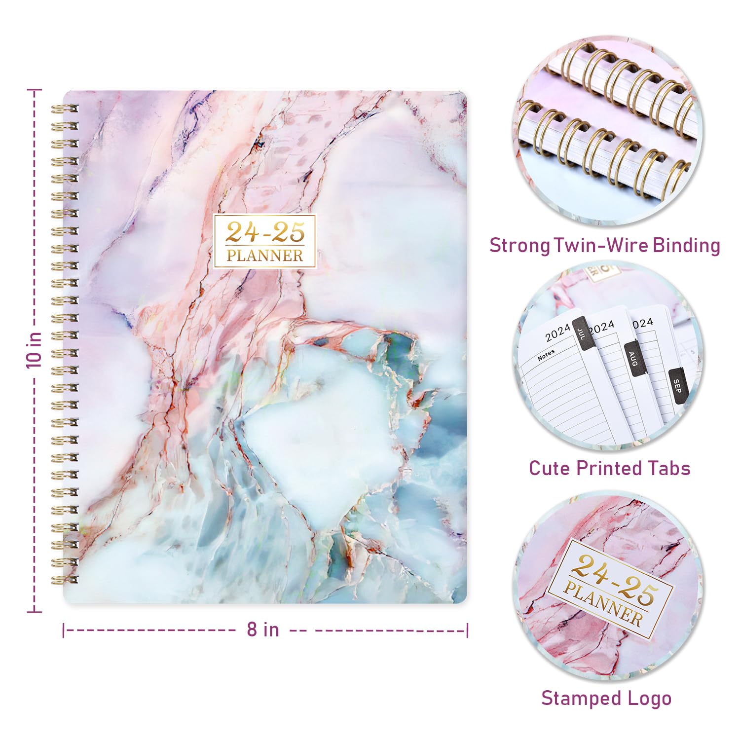 2024-2025 Planner - Academic Planner 2024-2025, Jul. 2024-Jun. 2025, 8''x10'', Planner 2024-2025 Daily Weekly and Monthly with 12 Printed Tabs