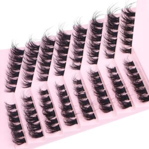 DIY Lash Extension Kit Fluffy Flat Lash Clusters with Kit Lash Bond and Seal and Cluster Eyelashes Applicator Tool D Curl Eyelash Extension Kit Individual Lashes Cluster by FANXITON