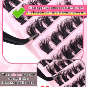 DIY Lash Extension Kit Fluffy Flat Lash Clusters with Kit Lash Bond and Seal and Cluster Eyelashes Applicator Tool D Curl Eyelash Extension Kit Individual Lashes Cluster by FANXITON