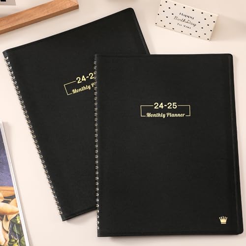 2024-2025 Monthly Planner - 18 Monthly Planner/Calendar 2024-2025, Jul 2024 - Dec 2025, 8.86" x 11.4", Monthly Tabs, Faux Leather, Pocket, 25 Note Pages, Passwords, Twin-Wire Binding, Thick Pape