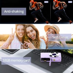 Digital Camera, Autofocus FHD 4K Vlogging Camera 48MP 16X Digital Zoom Digital Camera with 32GB Memory Card Portable Compact Small Video Camera for Teens Adult Beginner