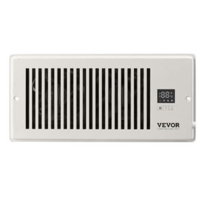 VEVOR Register Booster Fan, Quiet Vent Booster Fan Fits 4” x 10” Register Holes, with Remote Control and Thermostat Control, Adjustable Speed for Heating Cooling Smart Vent, White